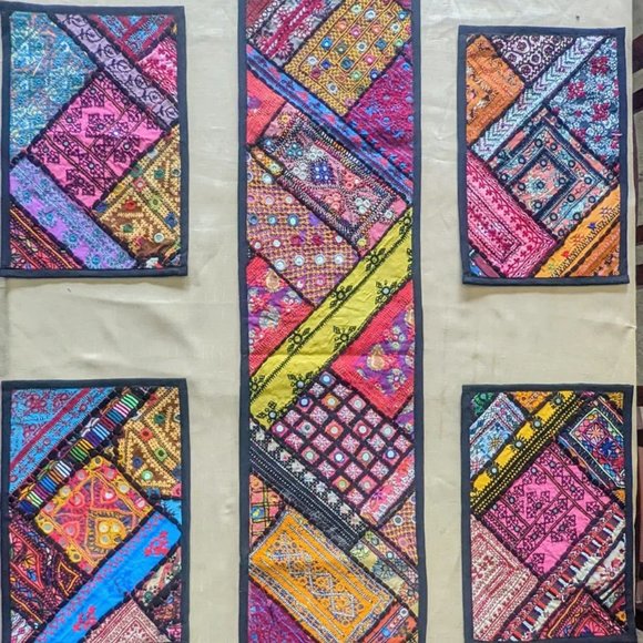 Placemats Set of 6,Handmade Cotton Woven Boho Placemats  6 Placemat handmade table runner